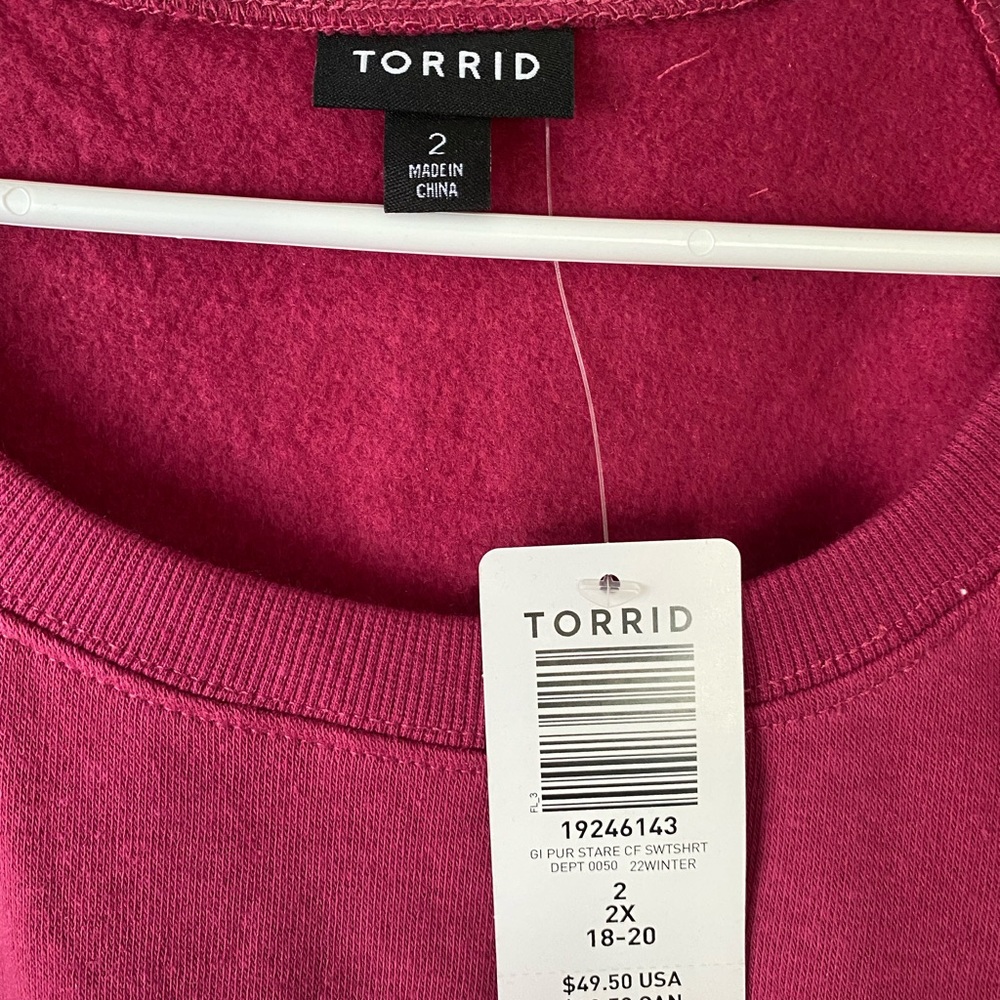 NWT Torrid silent stare cozy long sleeve fleece sweatshirt burgundy size 2x - Picture 7 of 9